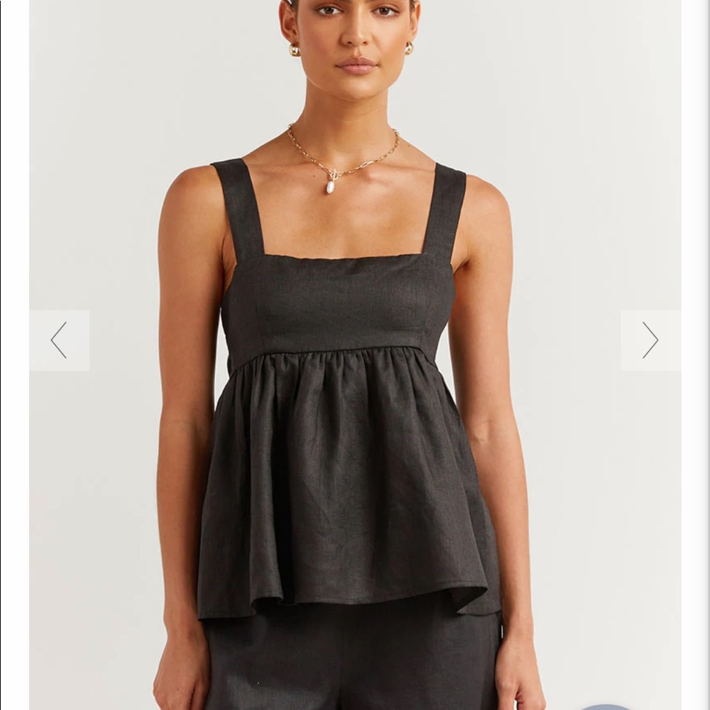 DISSH Brisa Black Linen Babydoll Top